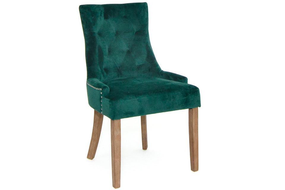 Studded fabric store dining chairs