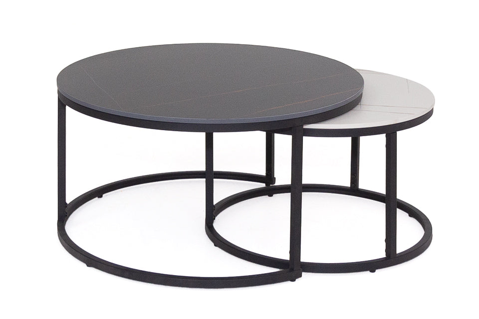 Black and white store nesting coffee tables