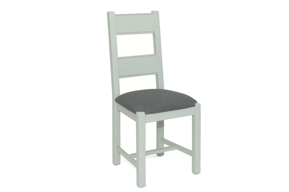 White dining chairs with store grey seats