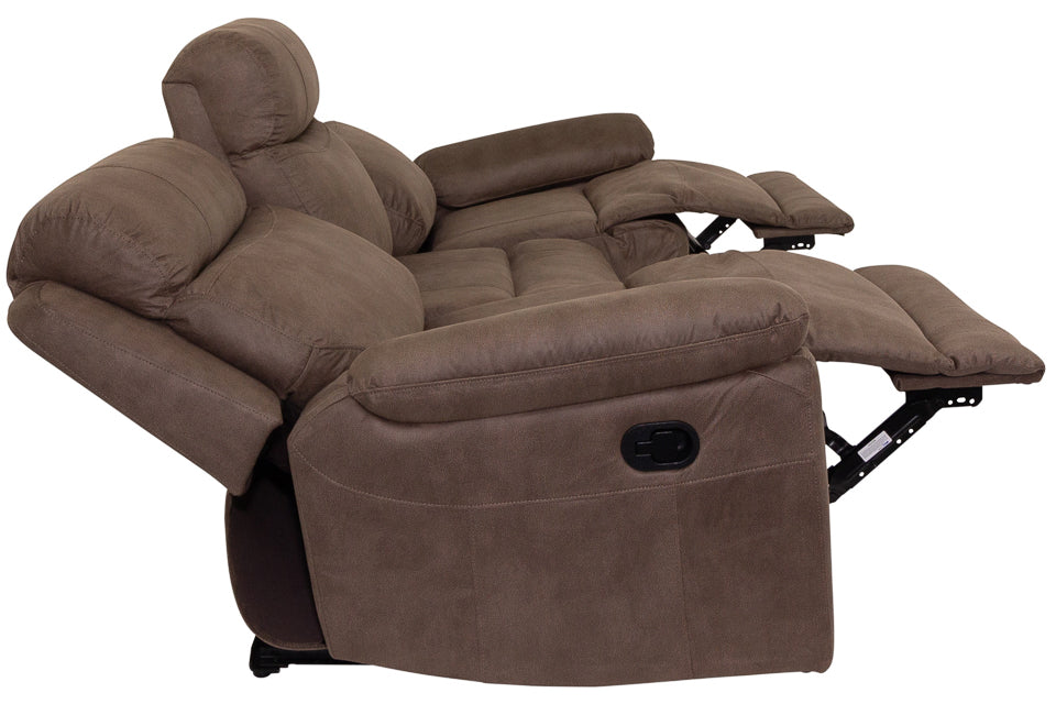 Jasmine - Taupe Fabric 3 Seater Recliner Sofa