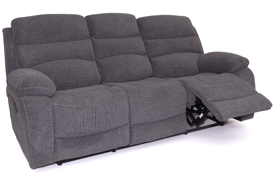 3 seater grey discount fabric recliner sofa